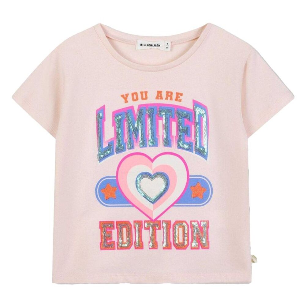 Billieblush Girls Graphic Print Sequins T-Shirt / Pink